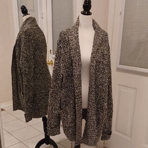2/$70 Black & White Long Open Cardigan - Size 3X